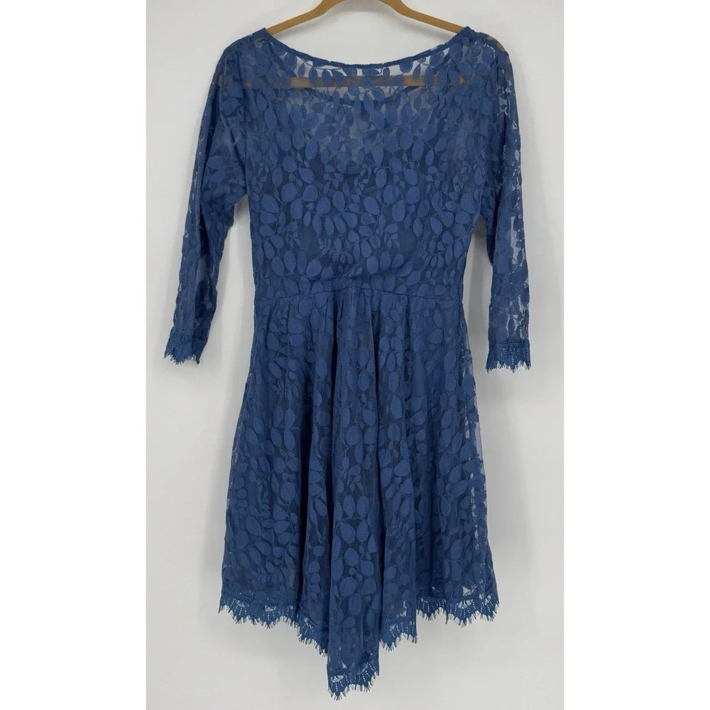 Free People Blue Asymmetrical Lace Dress - Picture 10 of 11